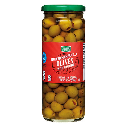 Tuscan Garden Stuffed Manzanilla Olives with Pimiento, 15.8 oz